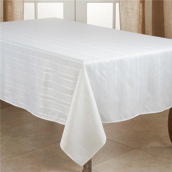 Saro Lifestyle SARO 6223.W5070B 50 x 70 in. Oblong Jacquard Tablecloth with White Stripe Design 6223.W5070B